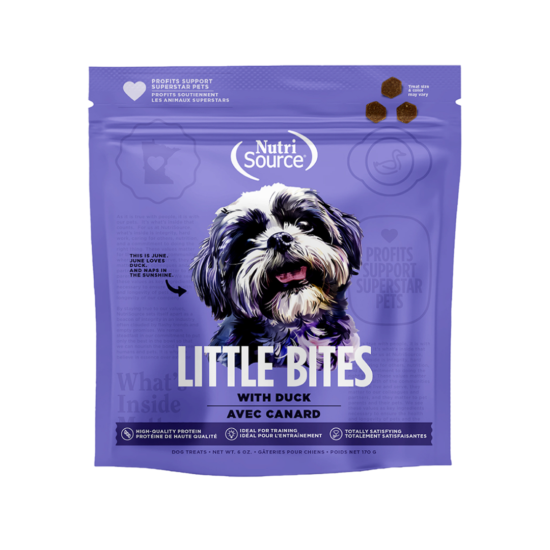 NUTRISOURCE LITTLE BITES WITH DUCK TREAT DOG 6 ONZ