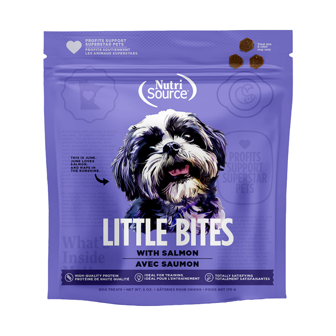 NUTRISOURCE LITTLE BITES WITH SALMON TREAT DOG 6 ONZ