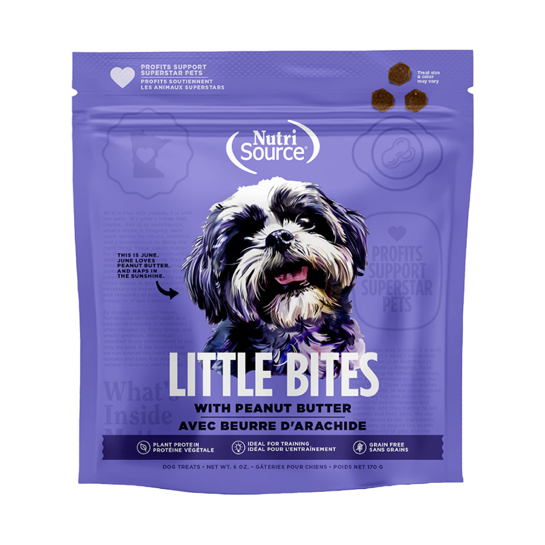 NUTRISOURCE LITTLE BITES WITH PEANUT BUTTER TREAT DOG 6 ONZ